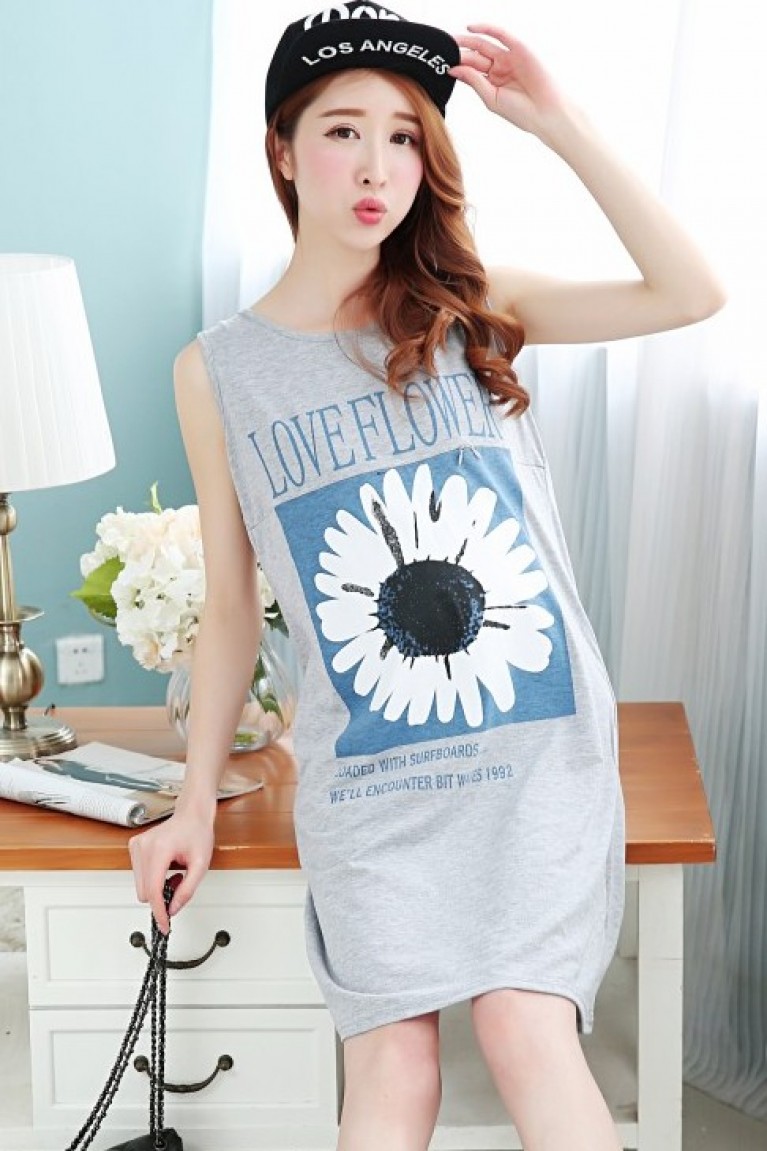 Maternity + Nursing Sunflower Printed Sleeveless Dress