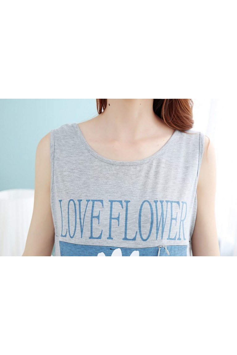 Maternity + Nursing Sunflower Printed Sleeveless Dress