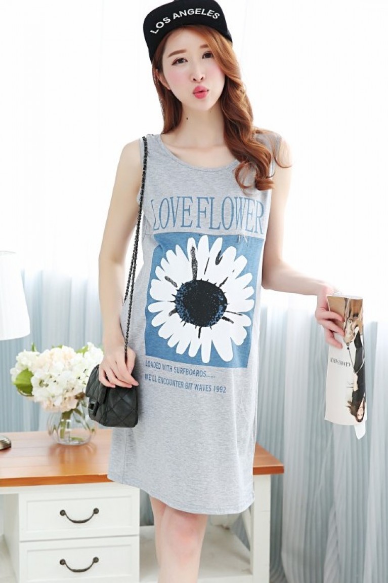 Maternity + Nursing Sunflower Printed Sleeveless Dress