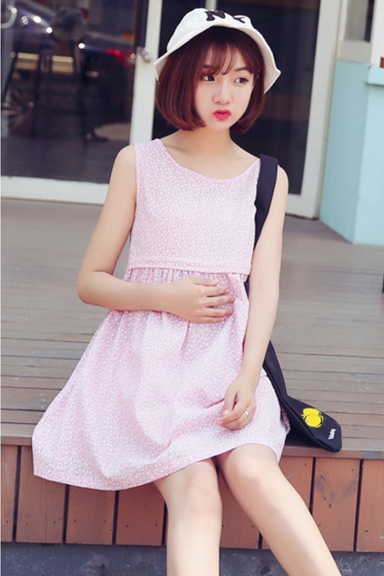 Maternity Tiny Flower Print Sleeveless Dress 