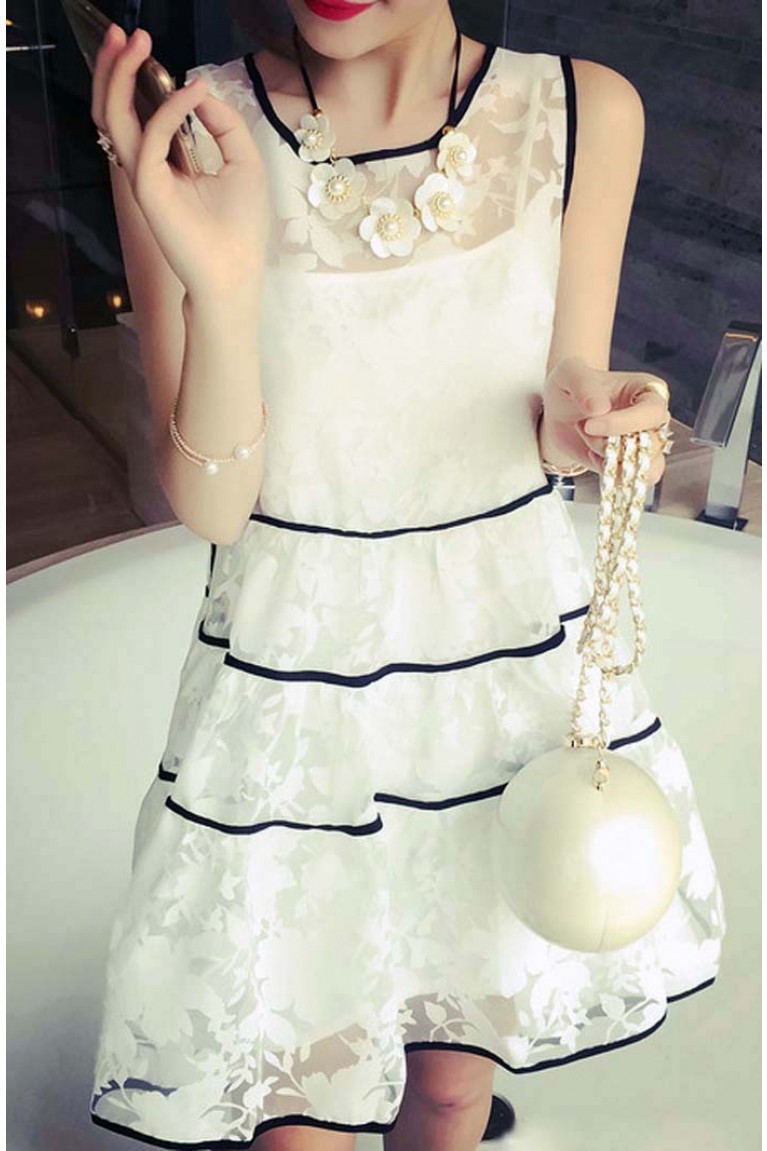 Maternity Organza Floral Sleeveless Dress With Inner