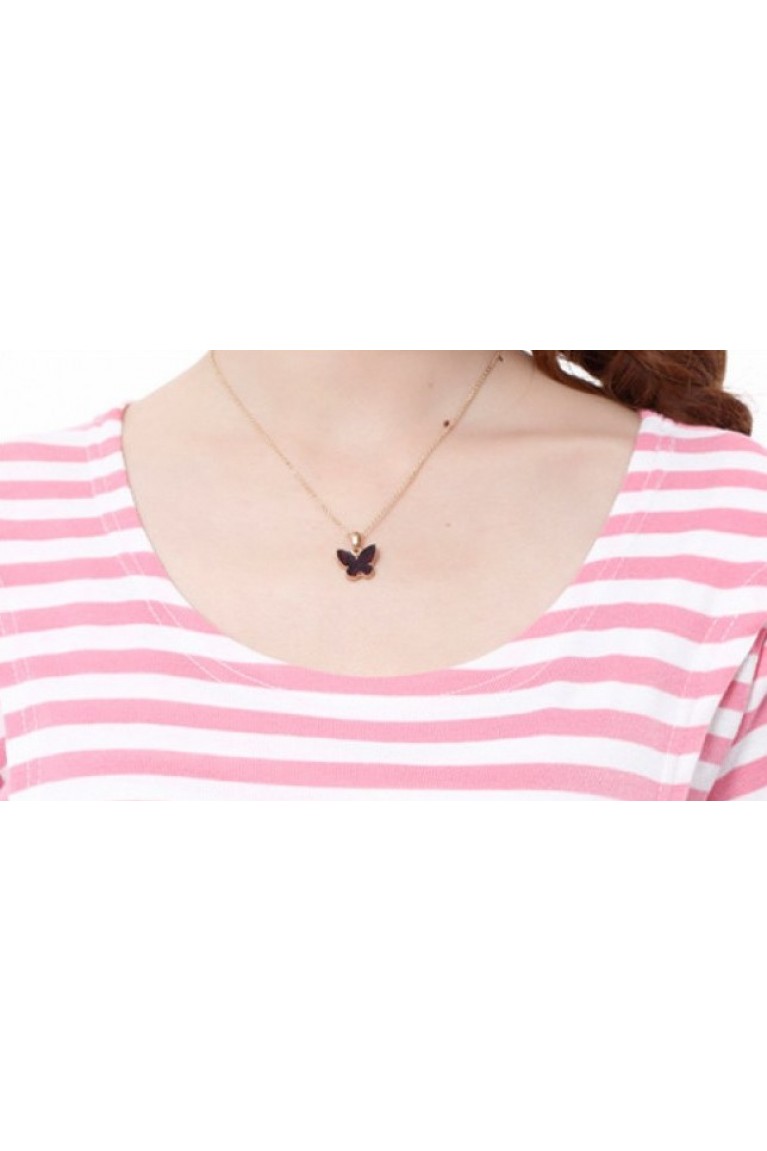 Stripe Long Sleeves Maternity + Nursing Dress with Baby Long Sleeves Romper Set - Pink