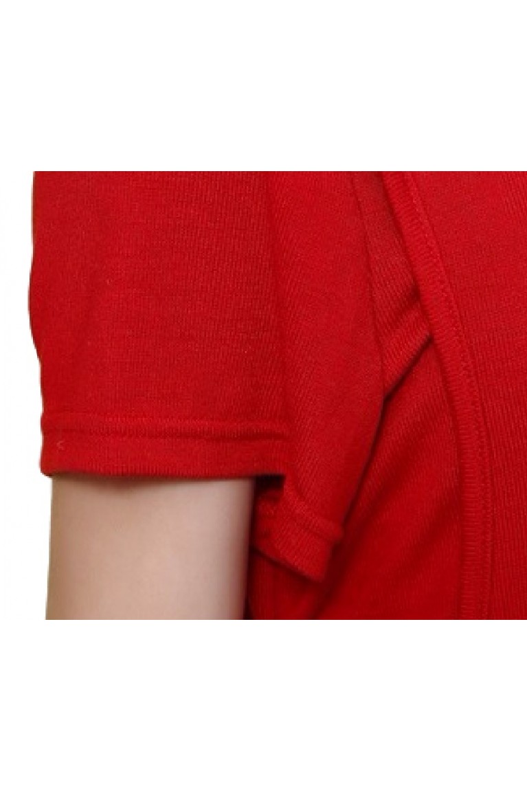 Checkered Collar Maternity + Nursing Dress with Skirt Attached - Red