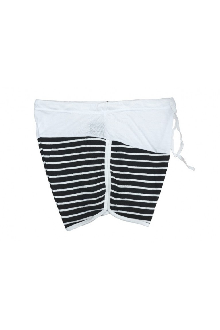 Stripe Maternity Short Pants - Black