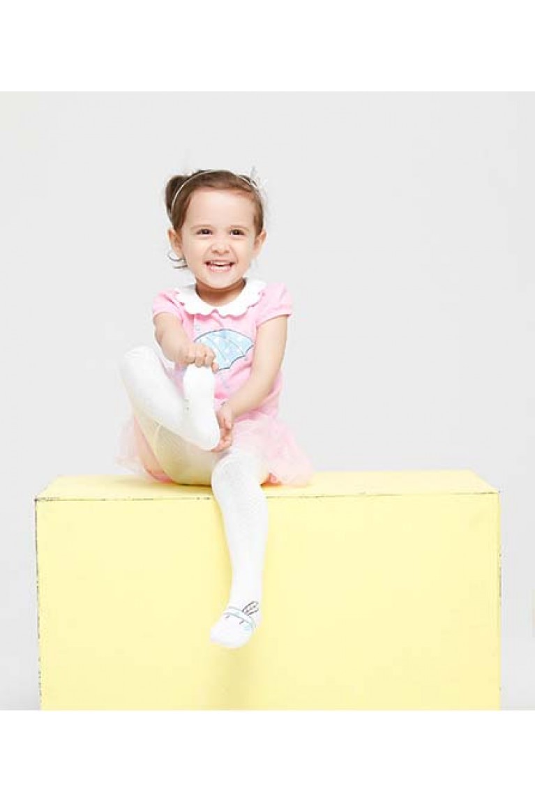 Cute Feather Print Baby Footed Leggings - White