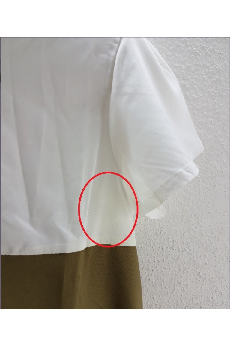 Maternity Colour Block Lace Short Sleeve Blouse [Rejected Stock]   - White / Orange-L