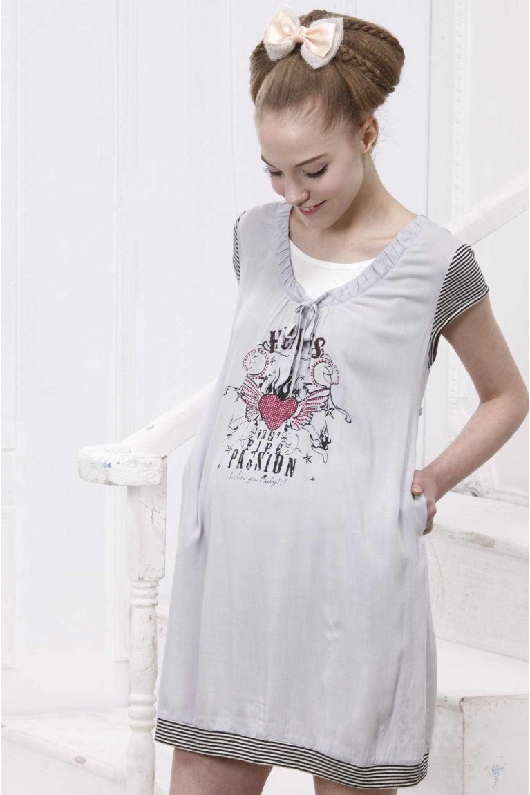 SGM81234 : Maternity Hearts Fire Passion Print Dress