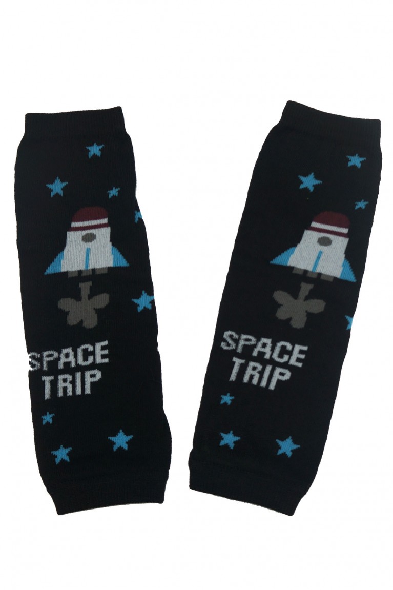 Space Trip Design Leg Warmer - Black