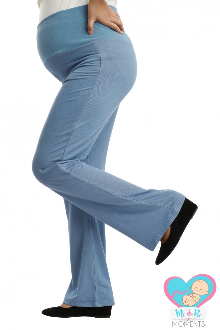 Mi & Bi Moments Maternity Flow-Mi Roll Panel Comfy Pants - Denim Stone Blue