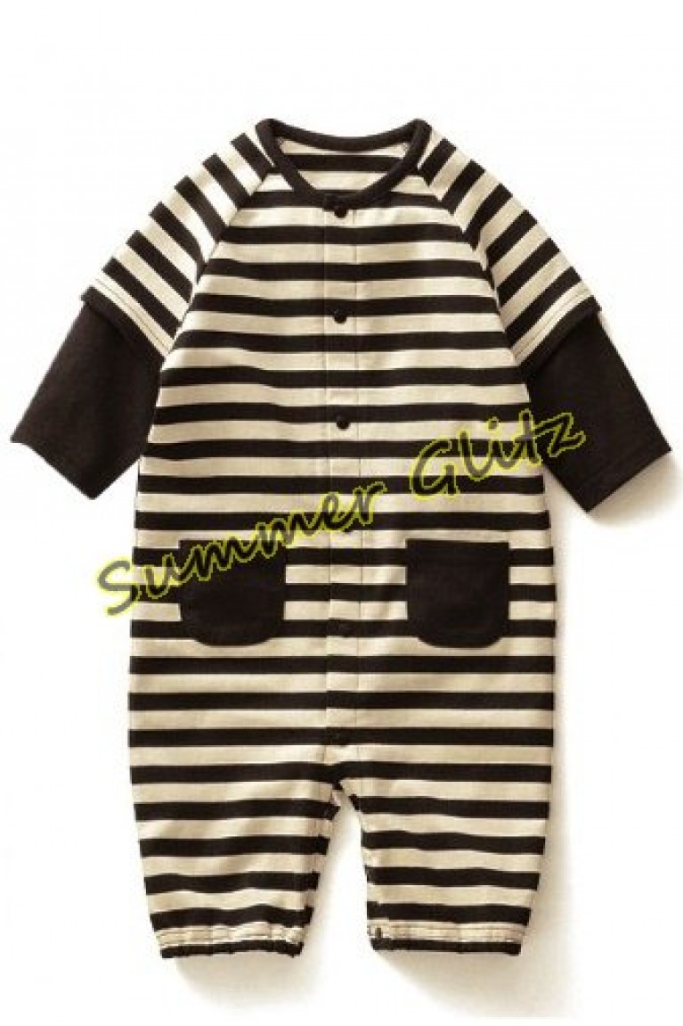 SGB047 : Black & White Stripes Romper