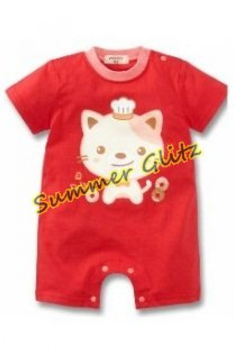 SGB051 : Cute Kitten Romper (Red)