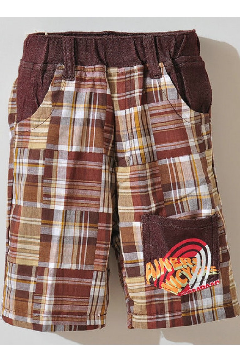 SGB121 : Hello Baby Checkered Brown Shorts