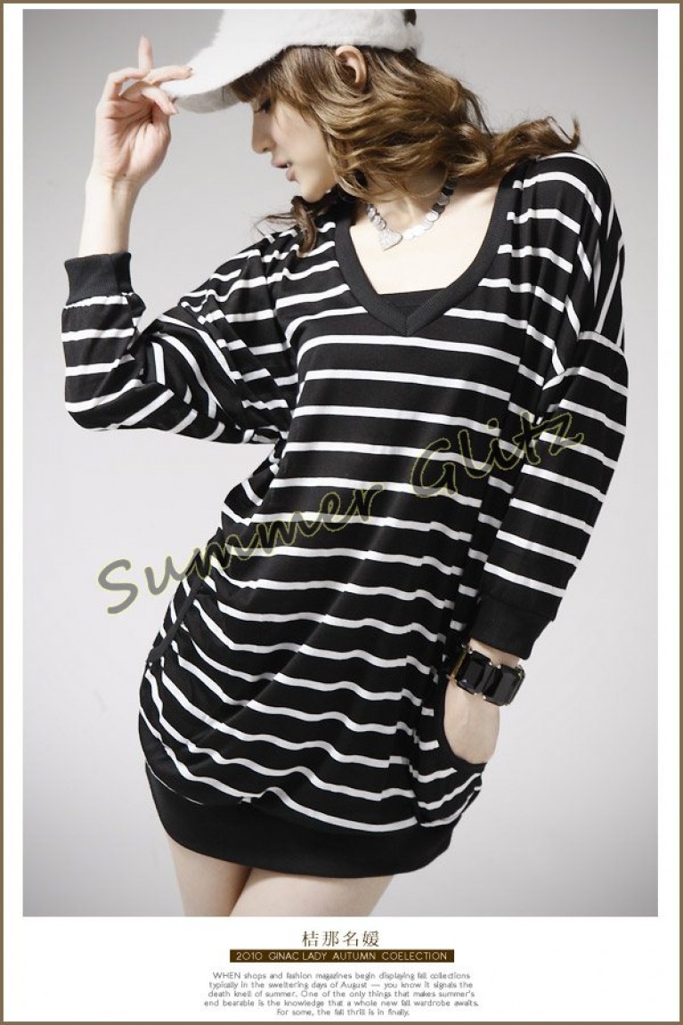 SGL132: Stripe Hoodie Tee
