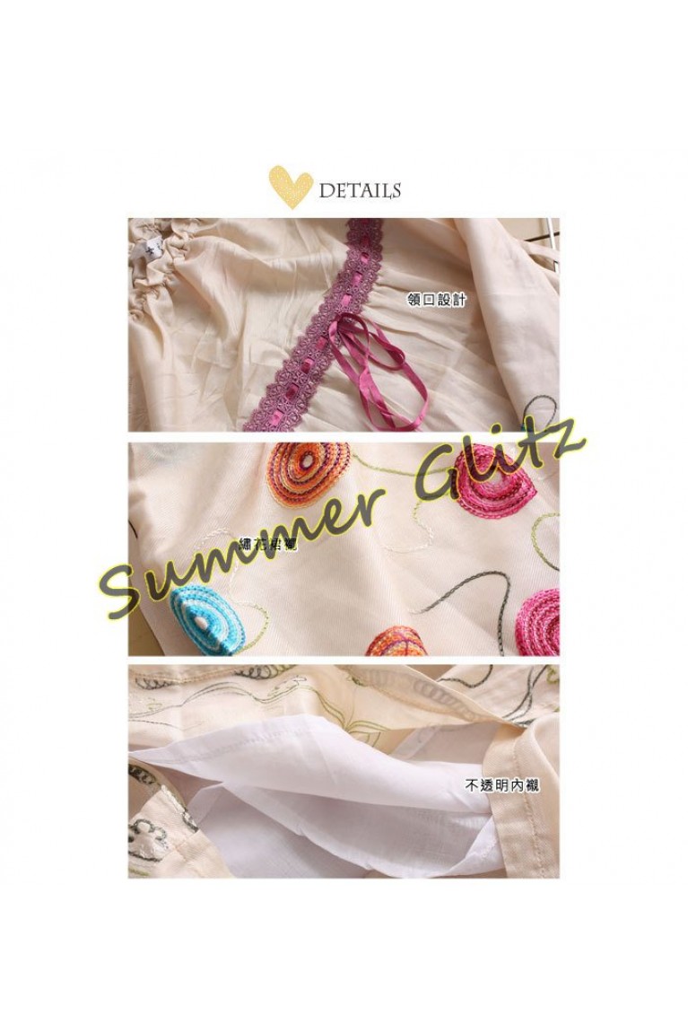 SGM011 : Circles Embroidery Maternity Dress