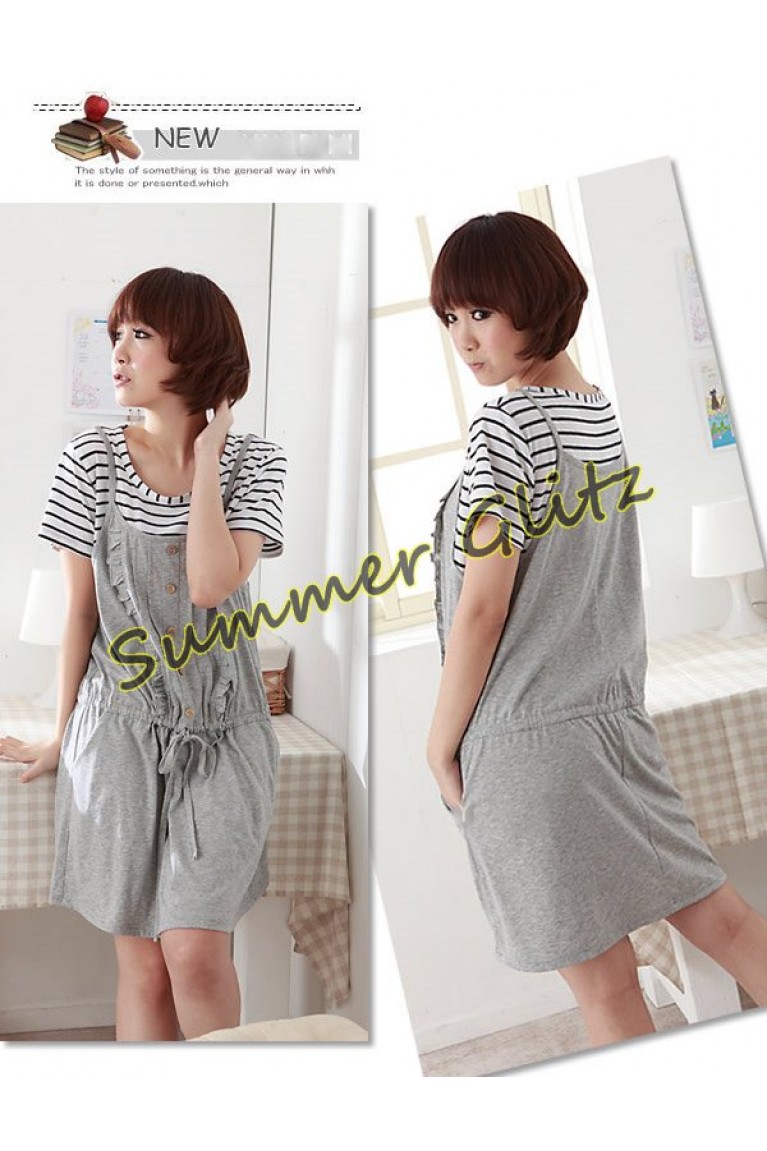 SGM023 : Fake 2 Pieces Drawstring Maternity Dress