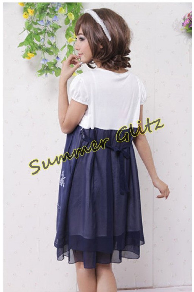 SGM025 : Fake 2 Pcs Chiffon Nursing & Maternity Dress