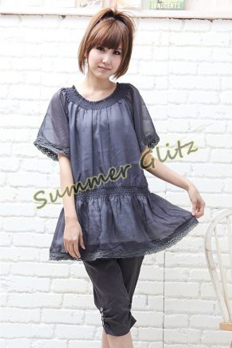 Lace Edge Chiffon Maternity Blouse