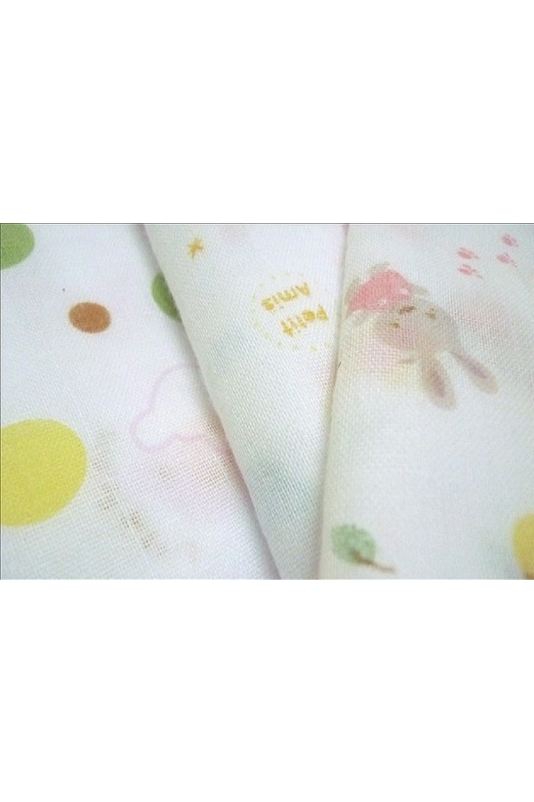 Printed Bear and Rabbit Handkerchief (5pcs/pack)-White