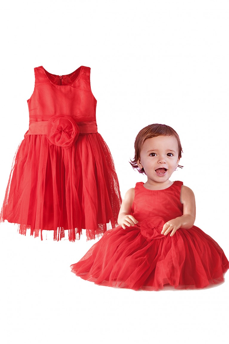 Cute Flower Little Princess Dress - Red
