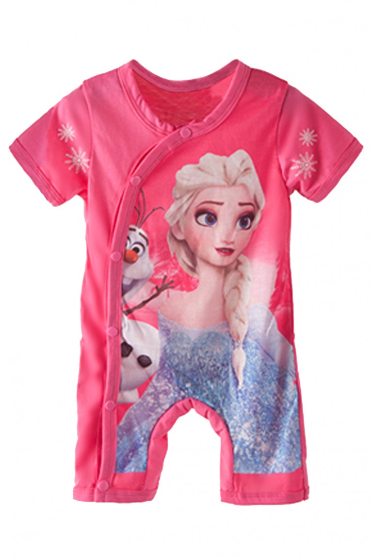Frozen Elsa And Olaf Baby Romper - Magenta