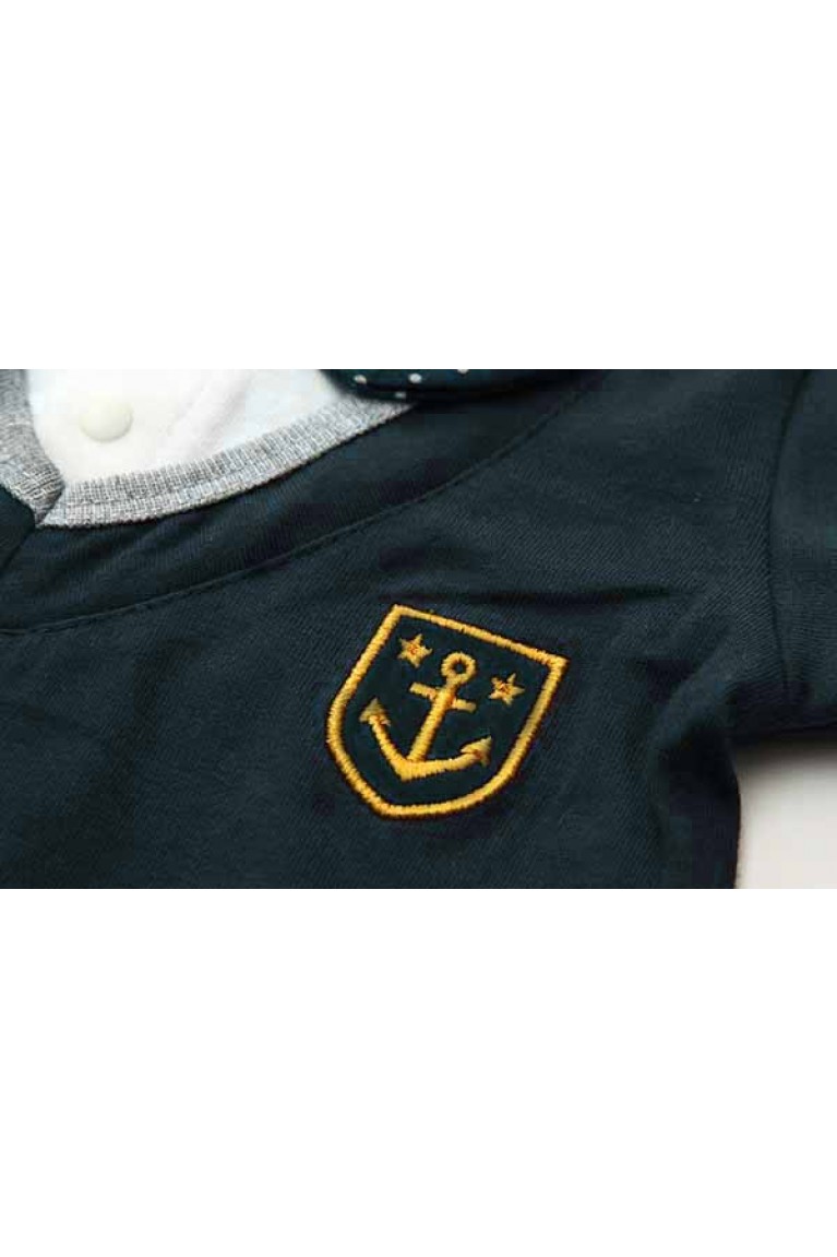 Fake Vest with Polka Dot Bow tie Baby Romper 