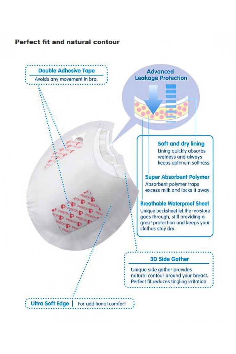 Pigeon Disposable Breast Pads - 60pcs + 12 pcs (free)