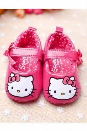 H. Kitty Glossy Anti-Slip Pre-Walker Shoes - Dark Pink