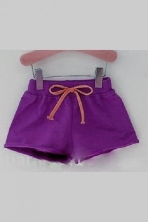 Simple Plain Girl's Short Pants - Purple