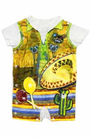 Cowboy Style Baby Romper - Yellow