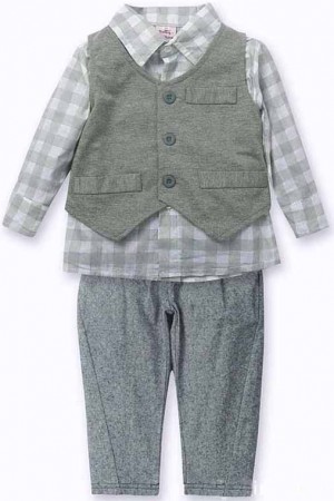 Gentleman Style Vest Suit (3Pcs/Set) - Grey