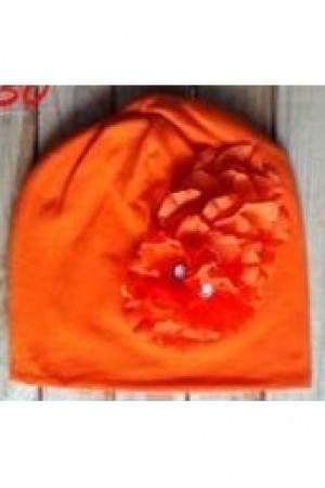 BH329 : Orange Flower Beanie Hat