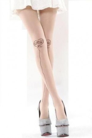 Sheer Pantyhose with Printed Tatoo - Heart Balloon