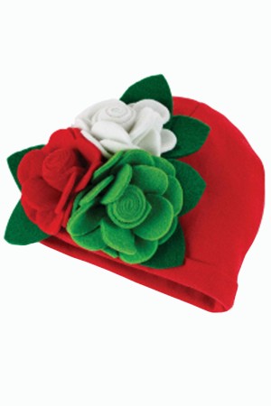 Tri-Colour Flowers Beanie Hat