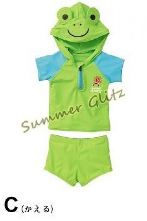 SGB1299 : 2-Pieces Set Animal Character Hooded Swimsuits (Green Frog)