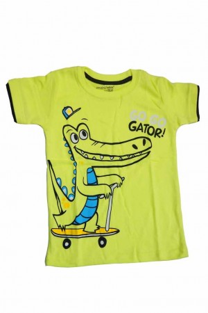 GoGo Gator Print Kid's Tee - Greenish Yellow