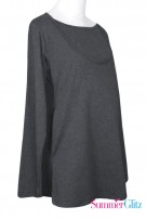 SummerGlitz Basics Premium Cotton Neckline Nursing Long Sleeve Tee With Pocket - Cloudy Grey