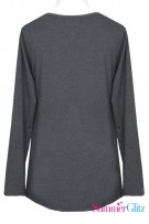 SummerGlitz Basics Premium Cotton Neckline Nursing Long Sleeve Tee With Pocket - Cloudy Grey