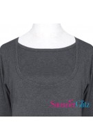 SummerGlitz Basics Premium Cotton Neckline Nursing Long Sleeve Tee With Pocket - Cloudy Grey