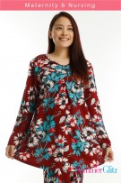SummerGlitz Maternity & Nursing Floral Blouse - Daisy Maroon