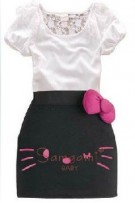 Sweet Collar Lace Kids Top +  Mini Skirt (2pcs set)