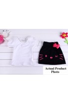 Sweet Collar Lace Kids Top +  Mini Skirt (2pcs set)