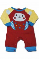 Bear Face Print Baby Romper - Red + Yellow