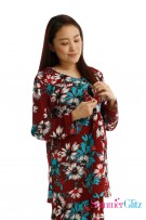 SummerGlitz Maternity & Nursing Floral Blouse - Daisy Maroon