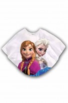 Printed Frozen Kids Bat Wing Top-White