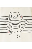 Cute Cat Cartoon Printed Baby Romper -White