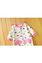 Cloud Print Long Sleeve Baby Romper - White