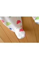 Cloud Print Long Sleeve Baby Romper - White