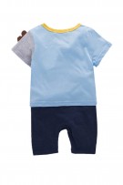 Cute Dinasour Design Short Sleeve Baby Romper-Blue