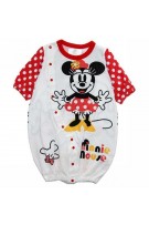 M. Mouse Print Polka Dot Long Sleeves Baby Romper / Sleeping Bag (2 in 1)- White+Red