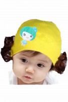 Cute Smile Cartoon on Beanie With Wig